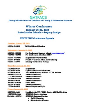 GATFACS Winter Conference Tentative Agenda 2023