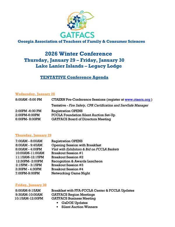 GATFACS Winter Conference Updated Agenda 2025